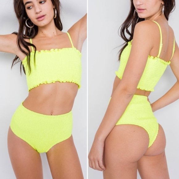 NEON YELLOW 2 PIECE BIKINI - Picture 1 of 8